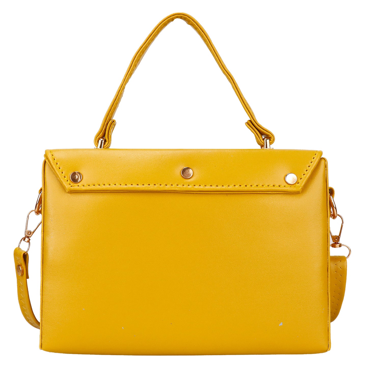 Madrid Vegan Leather Satchel Box Sling Bag - Yellow