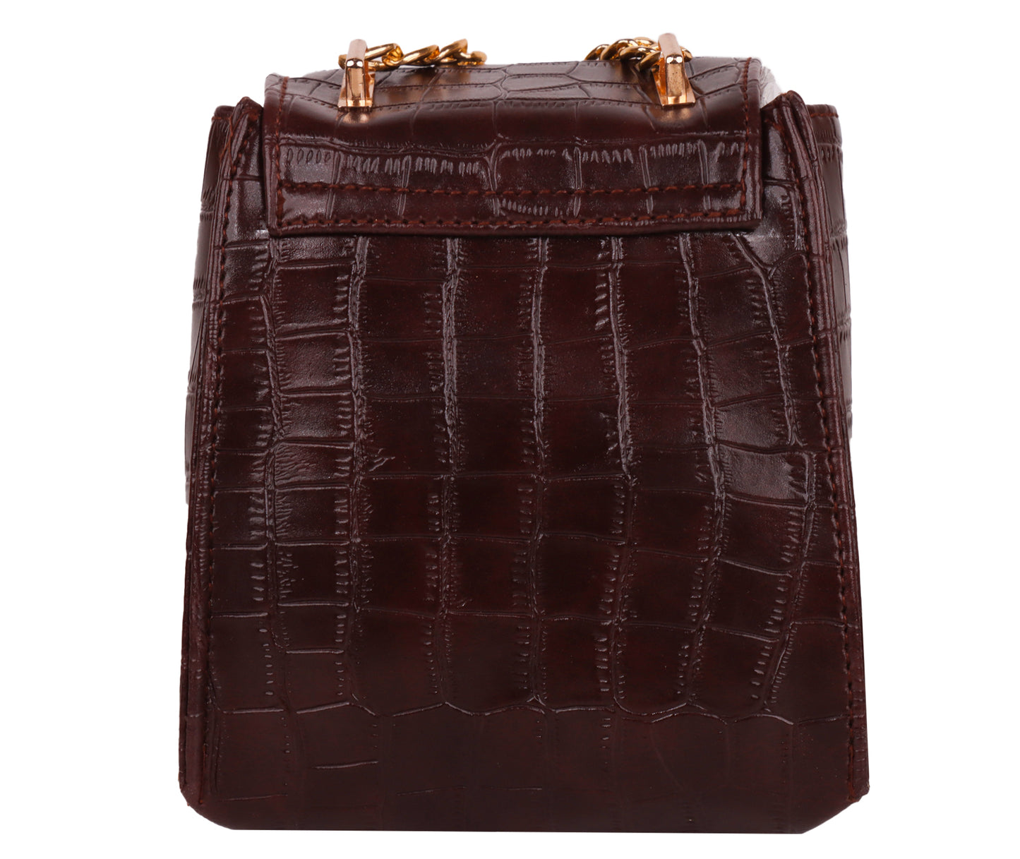 Miss Croco Vegan Leather Animal Skin Sling Bag - Brown