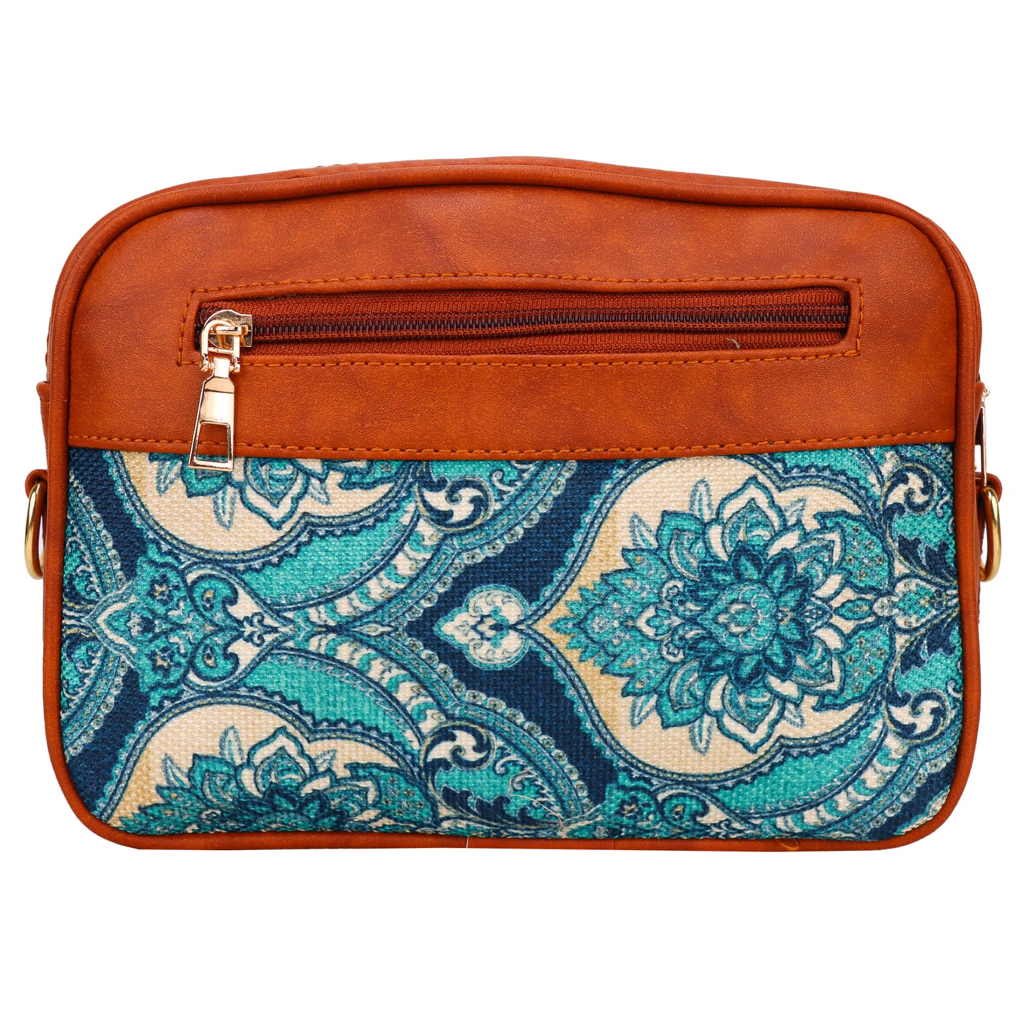 Ms. Elegant Paisley Printed Vegan Leather Sling Bag - Sky Blue