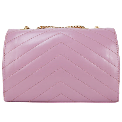 Miss Santorini Vegan Leather Quilted Sling Bag - Pink