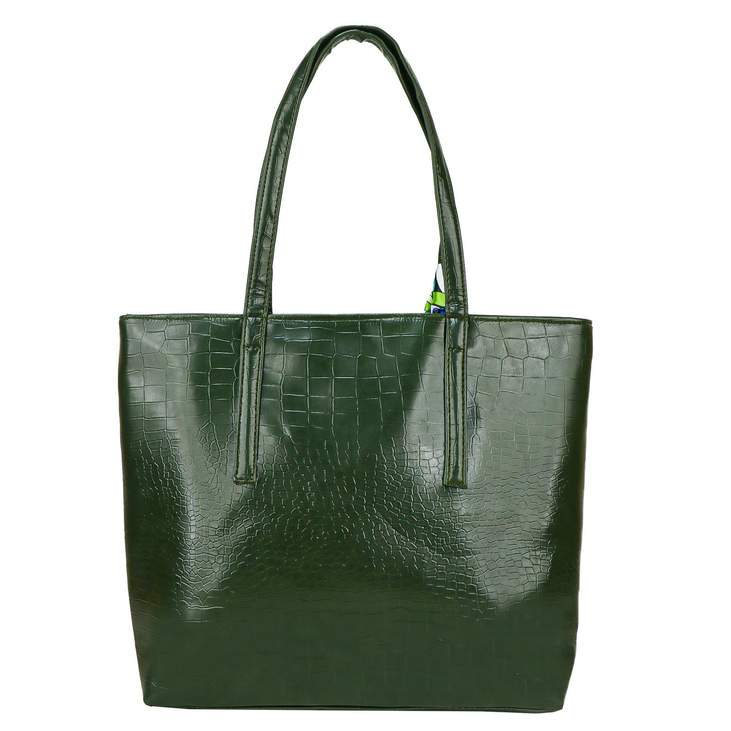 Croco Bloom Vegan Leather Tote Bag - Green