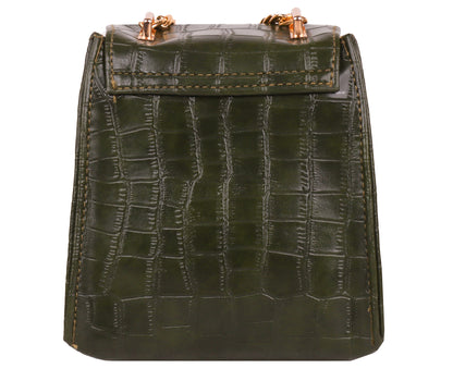 Miss Croco Vegan Leather Animal Skin Sling Bag - Green