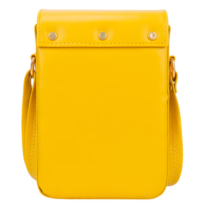 Miss Elona Vegan Leather Vertical Box Sling Messenger Bag - Yellow