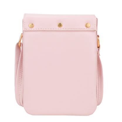 Miss Elona Vegan Leather Vertical Box Sling Messenger Bag - Pink