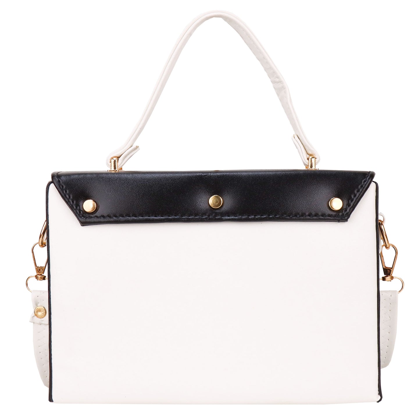 Madrid Vegan Leather Satchel Box Sling Bag - White