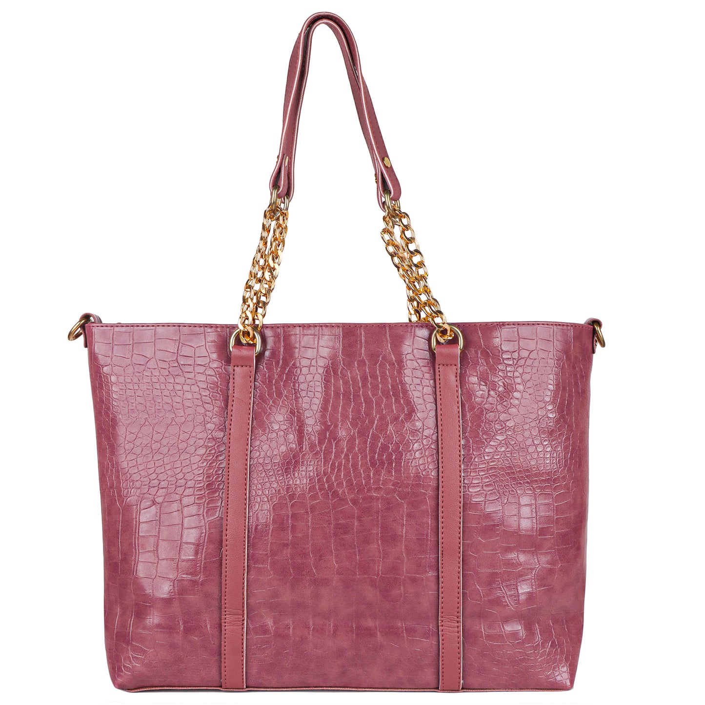 Callista Croco Vegan Leather Tote Bag with Money Pouch - Purple