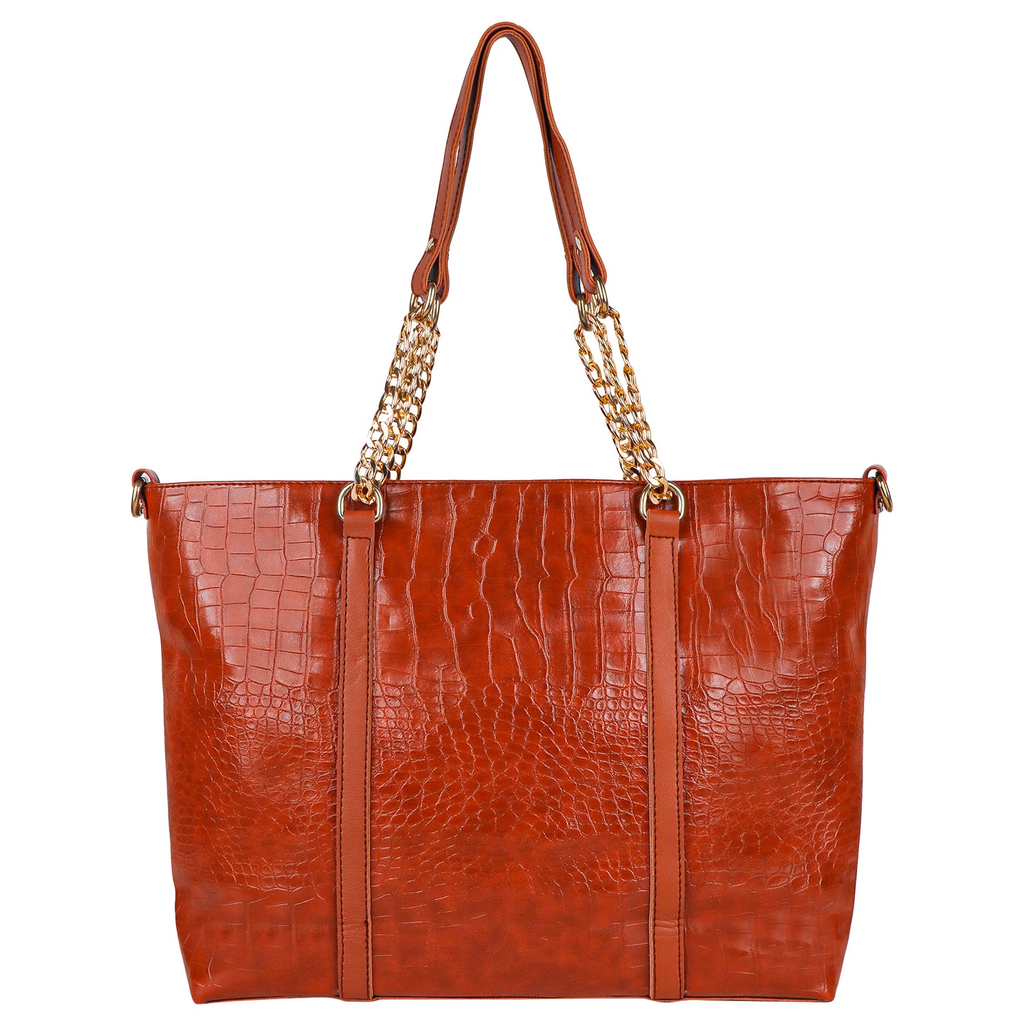 Callista Croco Vegan Leather Tote Bag with Money Pouch - Tan