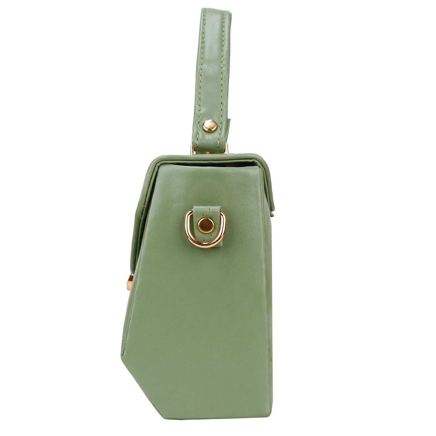 Madrid Vegan Leather Satchel Box Sling Bag - Green