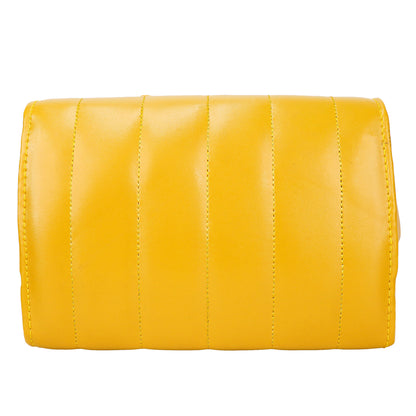 Ms. Puffy Vegan Leather quilted Sling Bag - Yellow