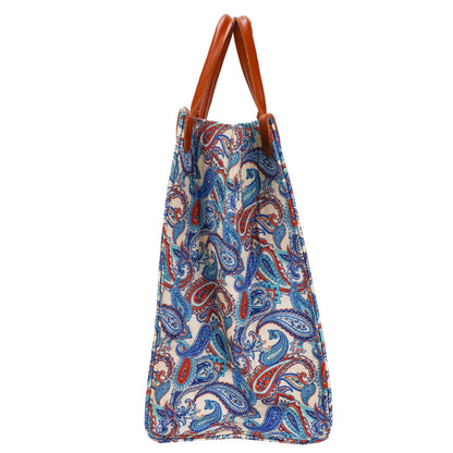 Gardinia Floral Canvas and Hand Bag - Sky Blue