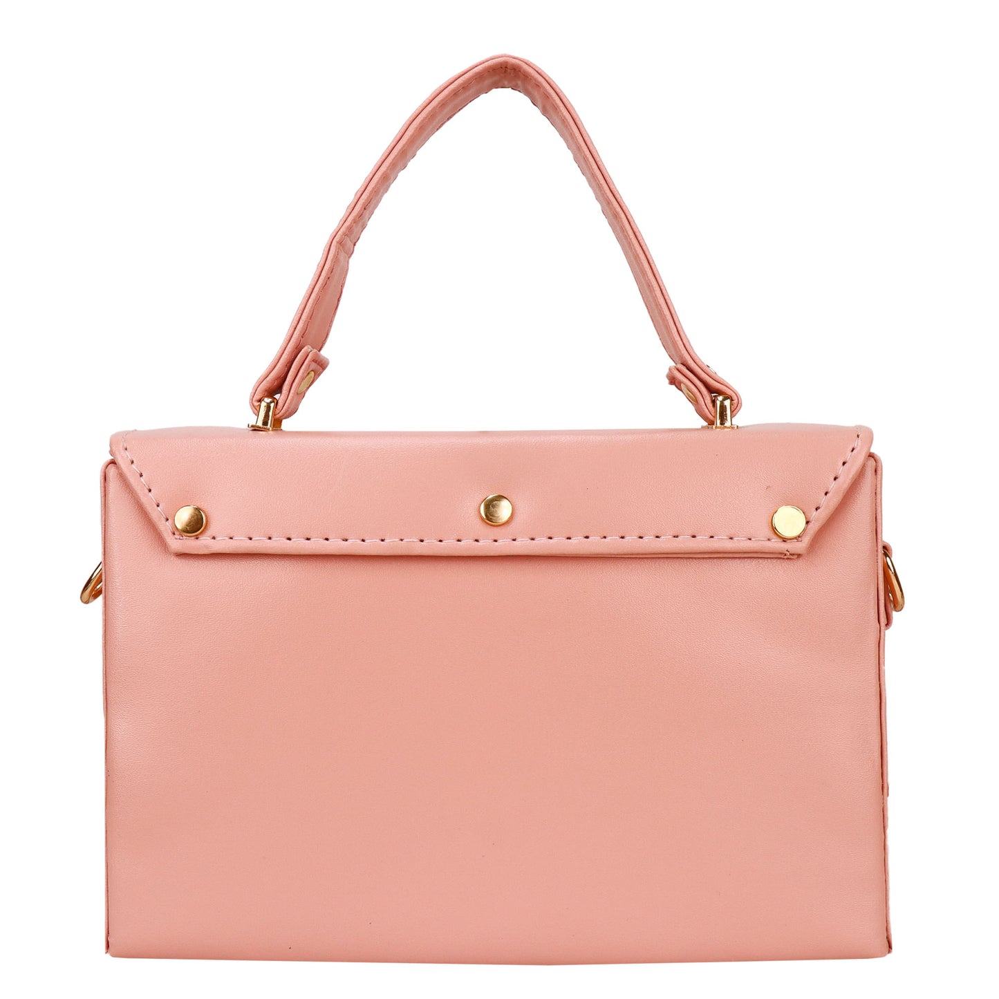 Madrid Vegan Leather Satchel Box Sling Bag - Peach