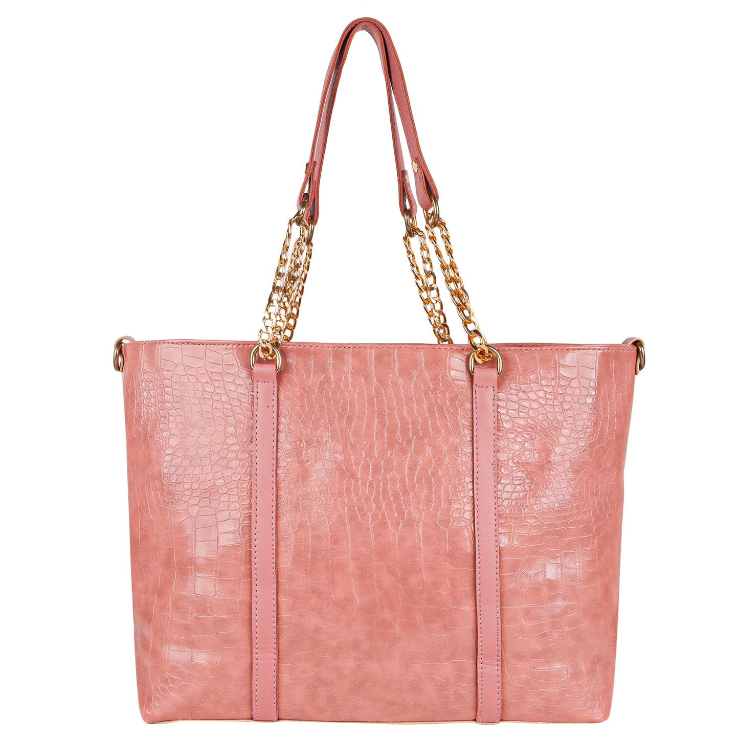 Callista Croco Vegan Leather Tote Bag with Money Pouch - Peach