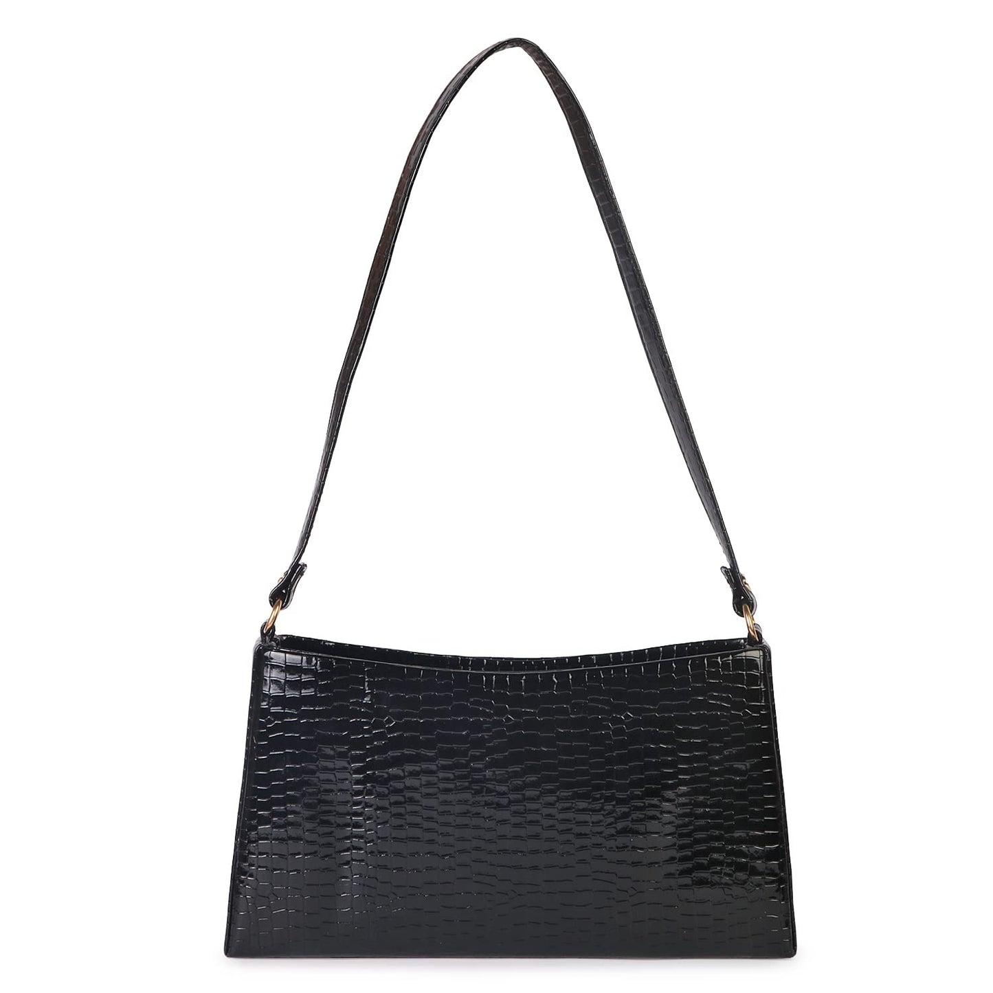 Princess Scarlet Vegan Leather Snake Skin Shoulder Bag - Black