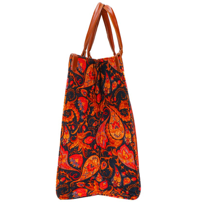 Gardinia Floral Canvas and Hand Bag - Brown