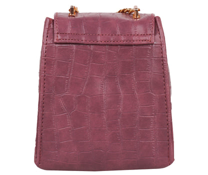 Miss Croco Vegan Leather Animal Skin Sling Bag - Purple