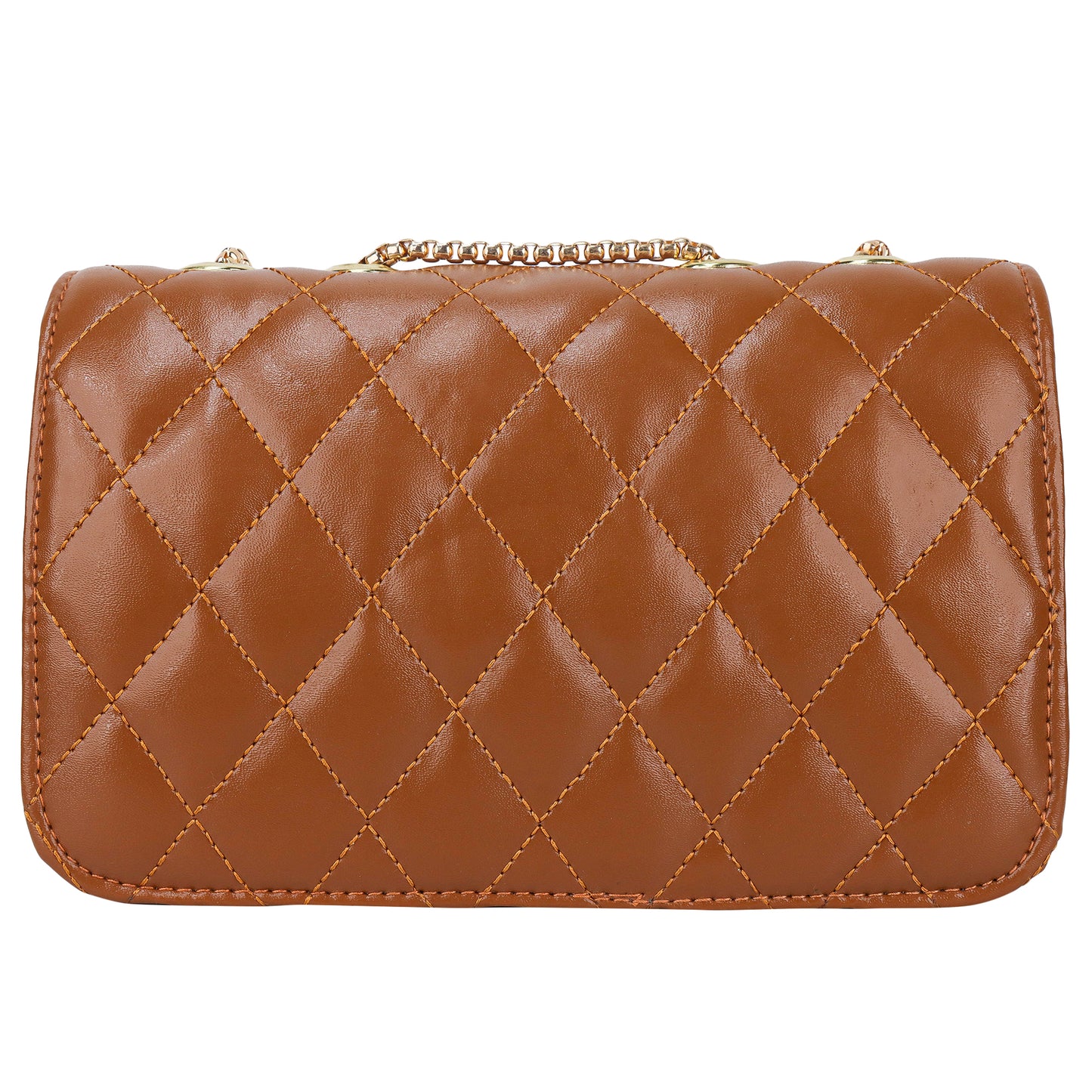 Miss Brasilia Vegan Leather Quilted Sling Bag - Brown