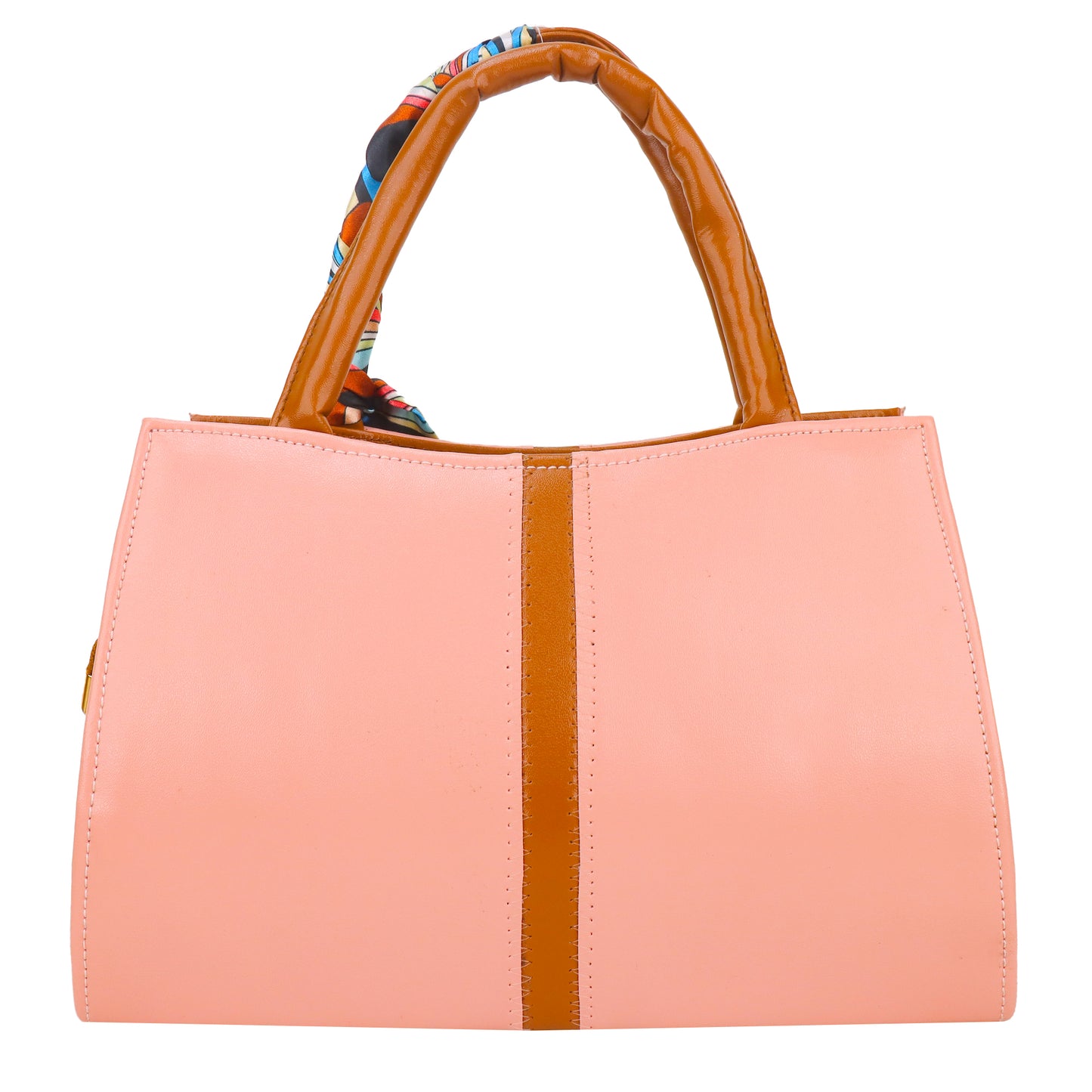 Achillea Vegan Leather Handbag with Crossbody Strap - Peach