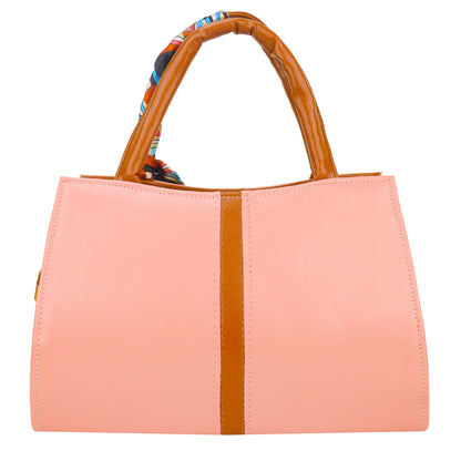 Achillea Vegan Leather Handbag with Crossbody Strap - Peach