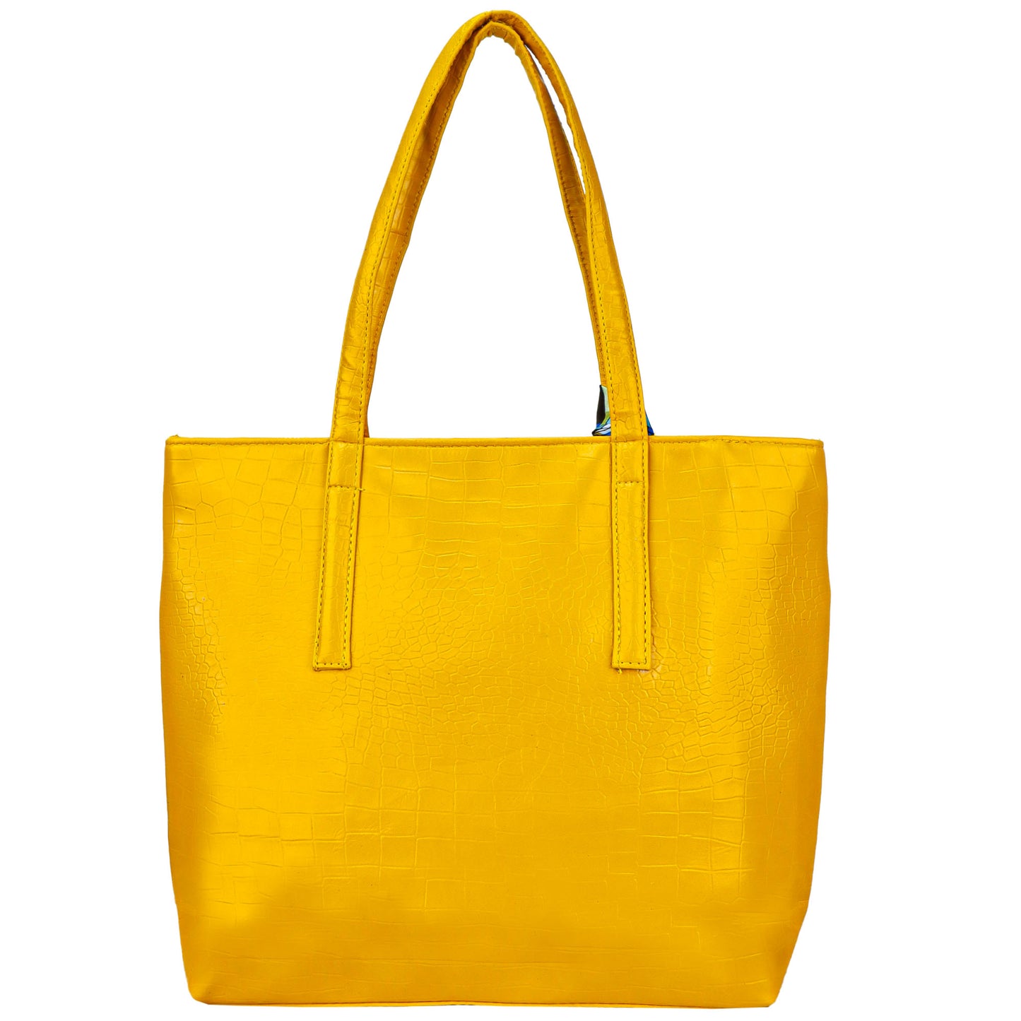 Croco Bloom Vegan Leather Tote Bag - Yellow