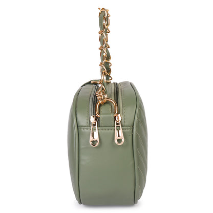 Princess Malibu Vegan Leather Quilted Sling Bag - Green