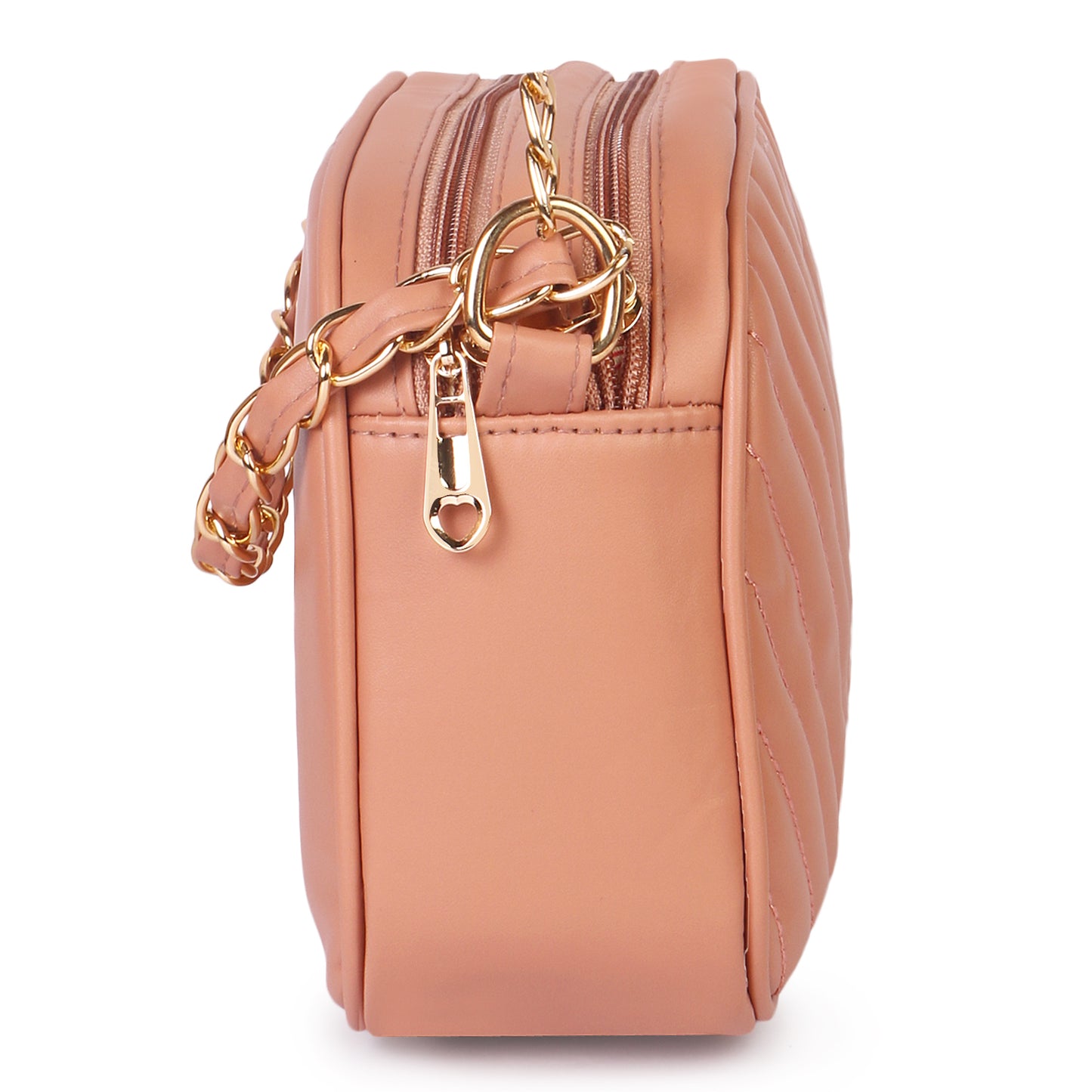 Princess Malibu Vegan Leather Quilted Sling Bag - Peach