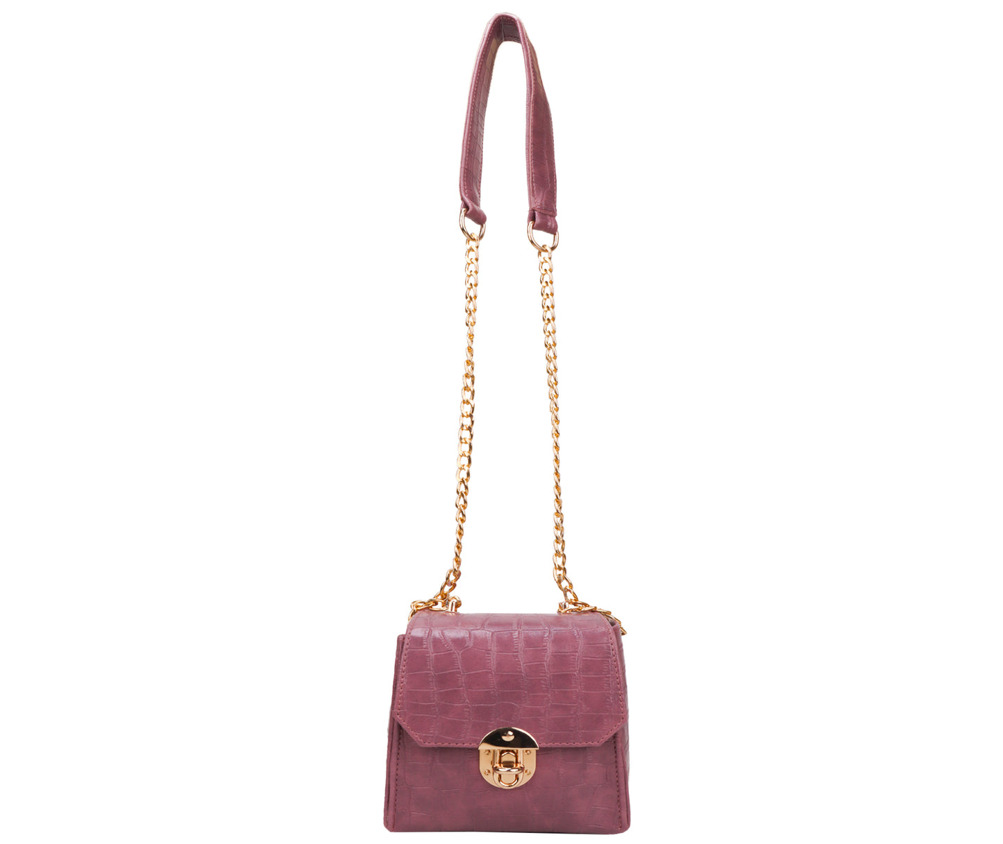 Miss Croco Vegan Leather Animal Skin Sling Bag - Purple