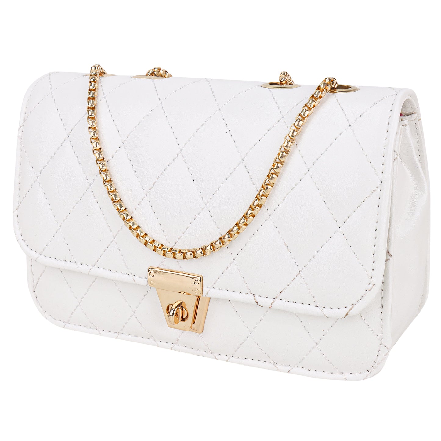 Miss Brasilia Vegan Leather Quilted Sling Bag - White