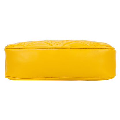 Miss Malibu Vegan Leather Quilted Sling Bag - Yellow