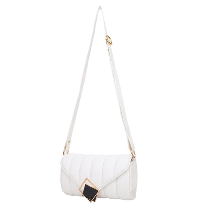 Princess Puffy Vegan Leather Quilted Sling Bag - White