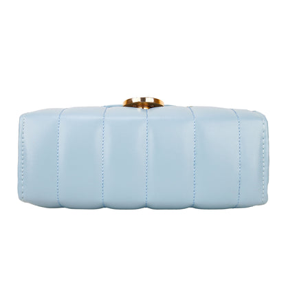 Ms. Puffy Vegan Leather quilted Sling Bag - Blue