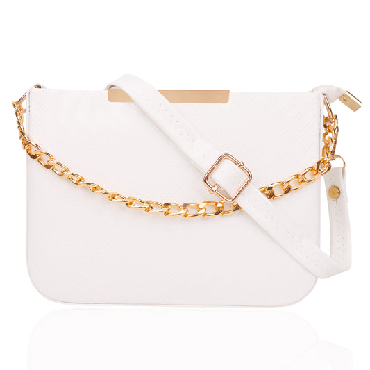 Miss Havana Vegan Leather Dotted Print Sling Bag - White