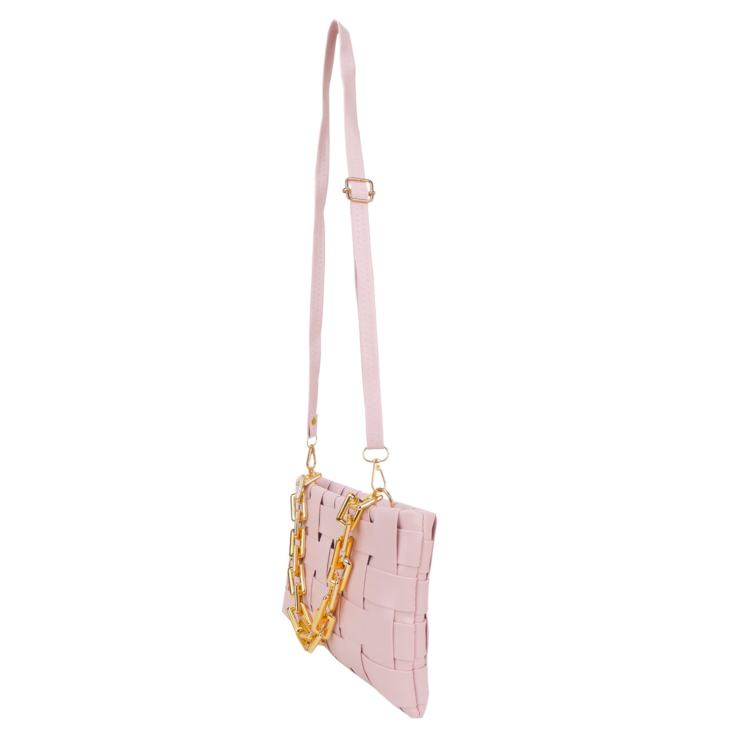 Miss Nairobi Vegan Leather Woven Sling Bag - Peach