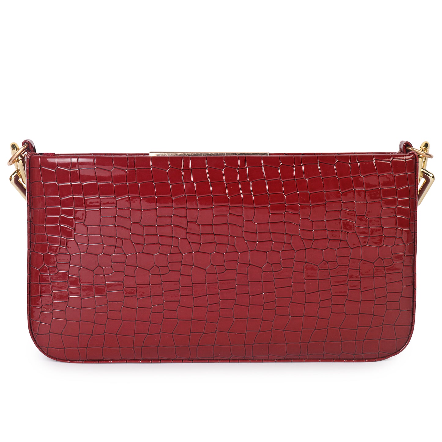 Miss Zury Viper Skin Vegan Leather Sling Bag - Maroon