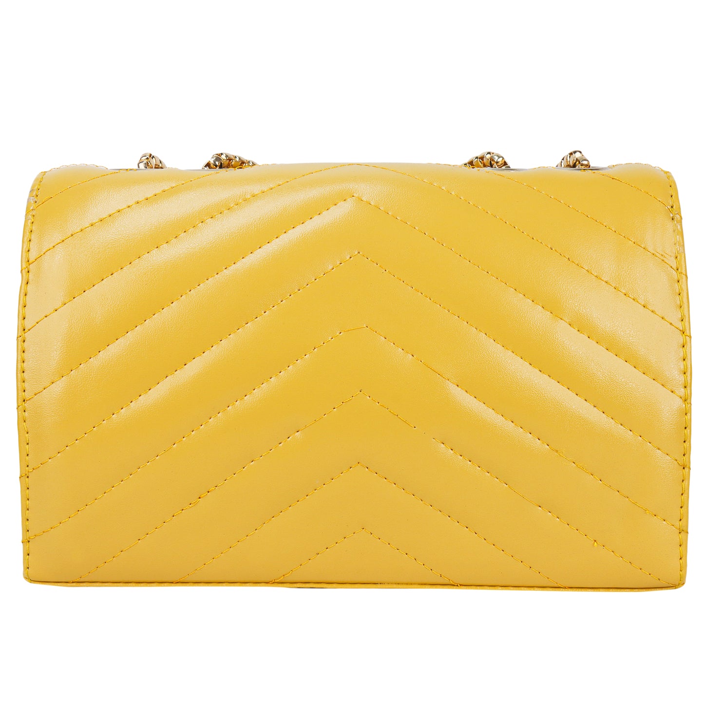 Miss Santorini Vegan Leather Quilted Sling Bag - Yellow