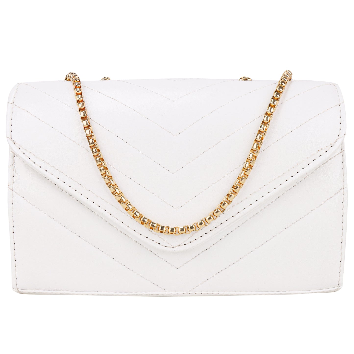 Miss Santorini Vegan Leather Quilted Sling Bag - White