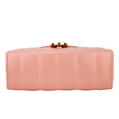 Ms. Puffy Vegan Leather quilted Sling Bag - Peach