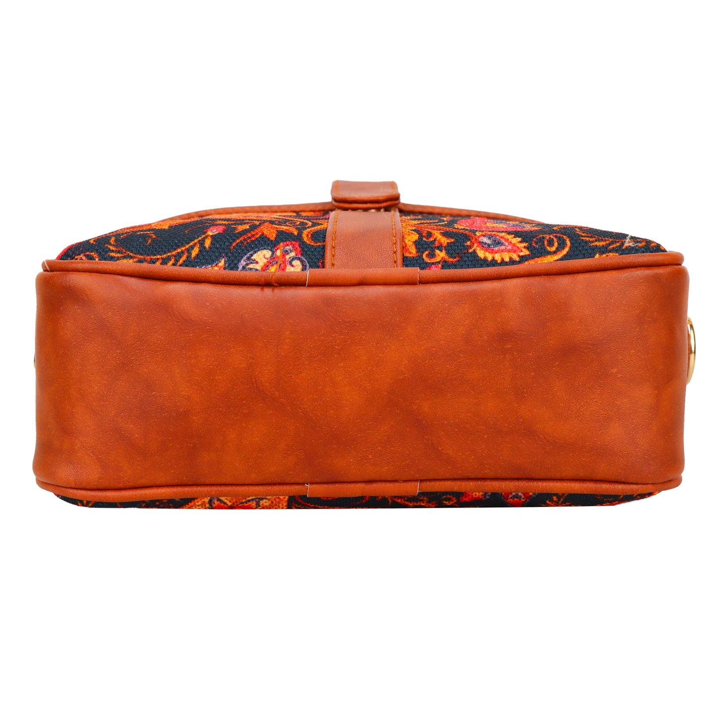 Ms. Elegant Paisley Printed Vegan Leather Sling Bag - Brown