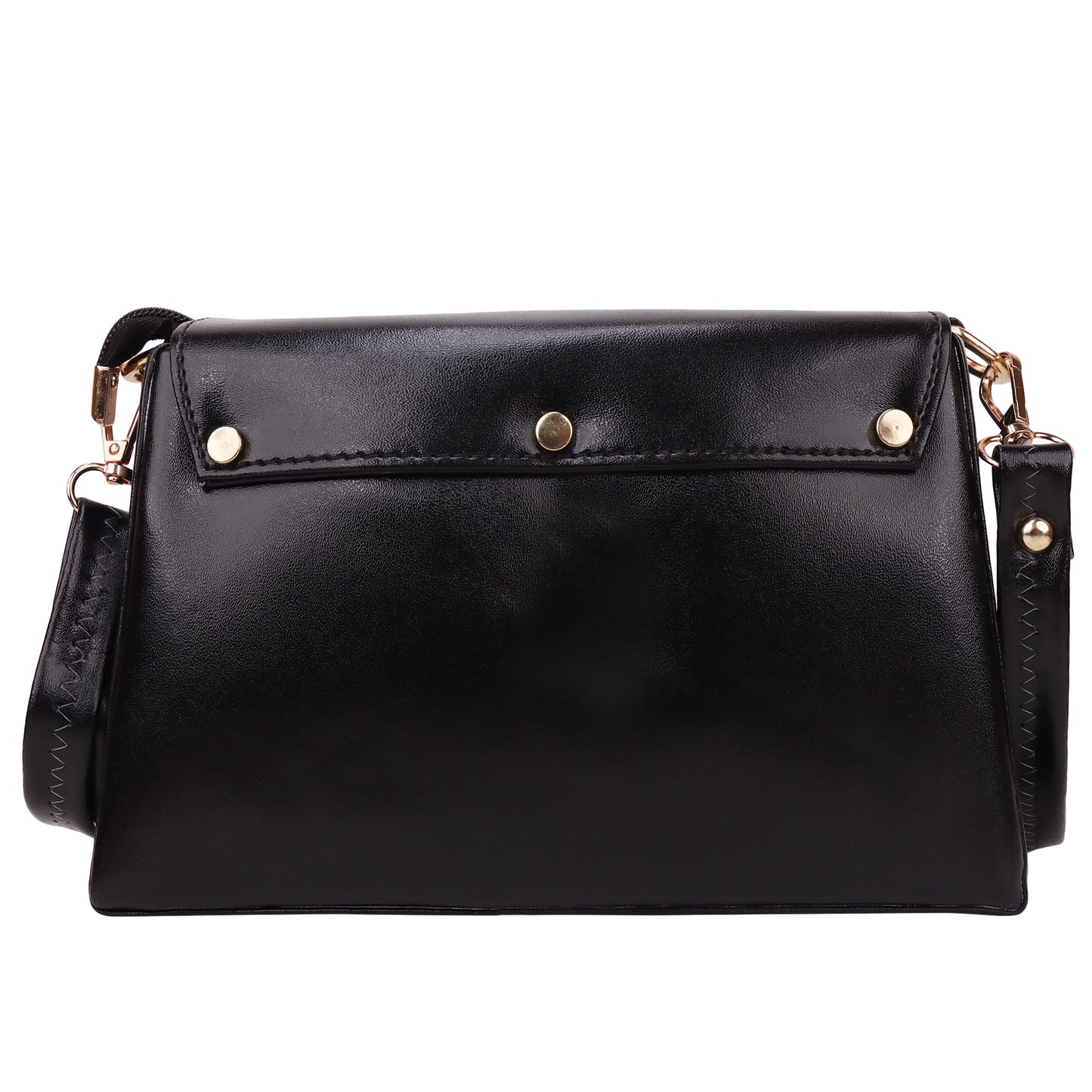 Devil Vegan Leather Satchel Box Sling Bag - Black