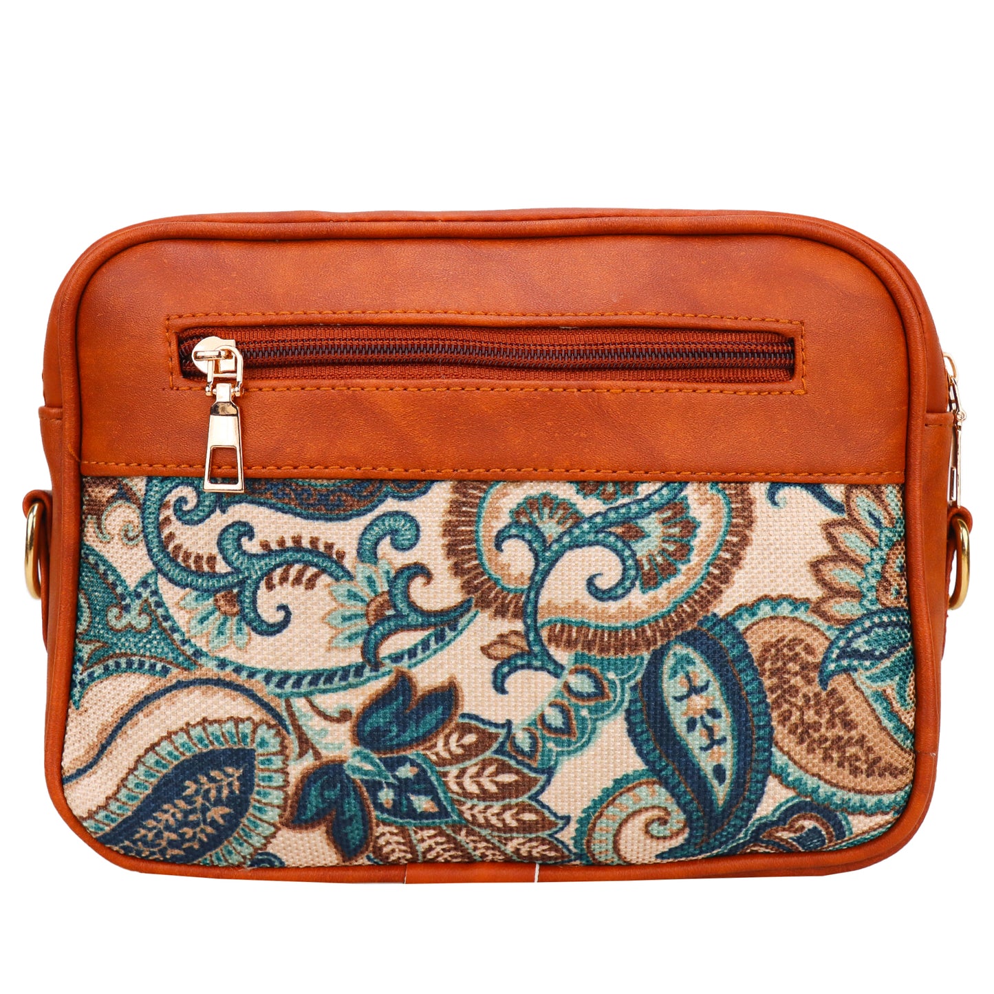 Ms. Elegant Paisley Printed Vegan Leather Sling Bag - Green