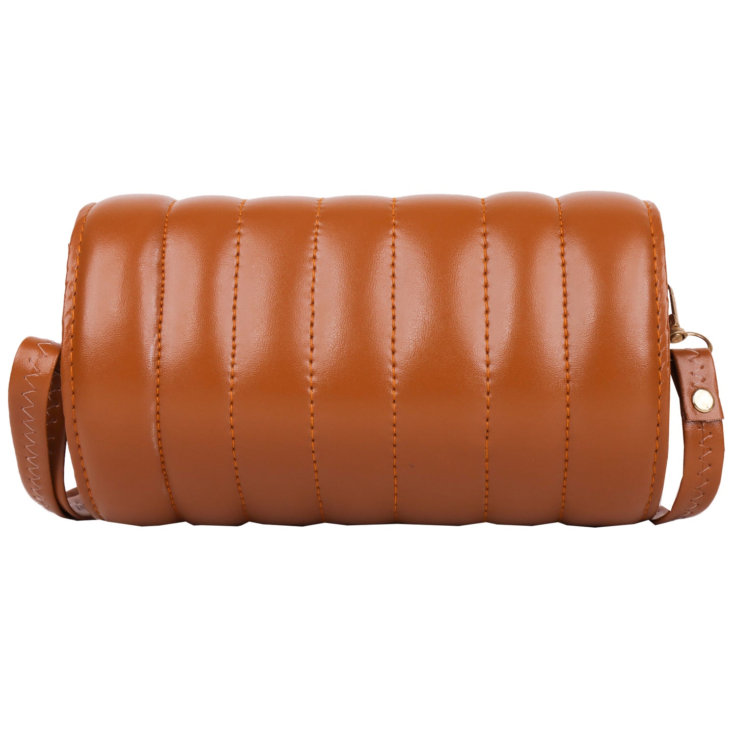 Princess Puffy Vegan Leather Quilted Sling Bag - Brown