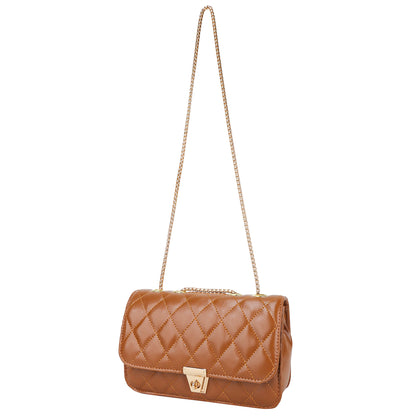 Miss Brasilia Vegan Leather Quilted Sling Bag - Brown