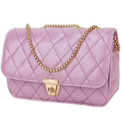 Miss Brasilia Vegan Leather Quilted Sling Bag - Pink