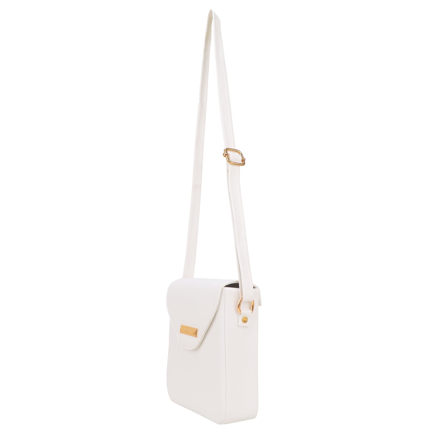 Miss Elona Vegan Leather Vertical Box Sling Messenger Bag - White