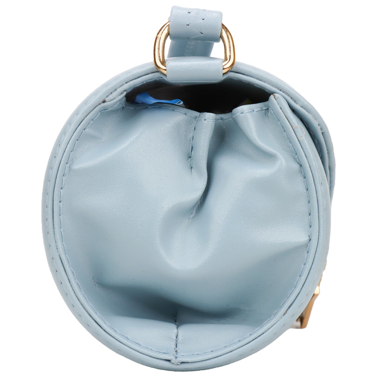 Princess Puffy Vegan Leather Quilted Sling Bag - Blue