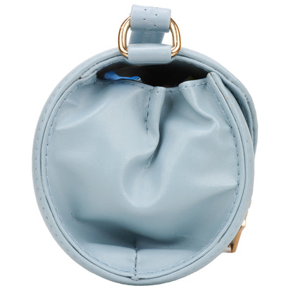 Princess Puffy Vegan Leather Quilted Sling Bag - Blue