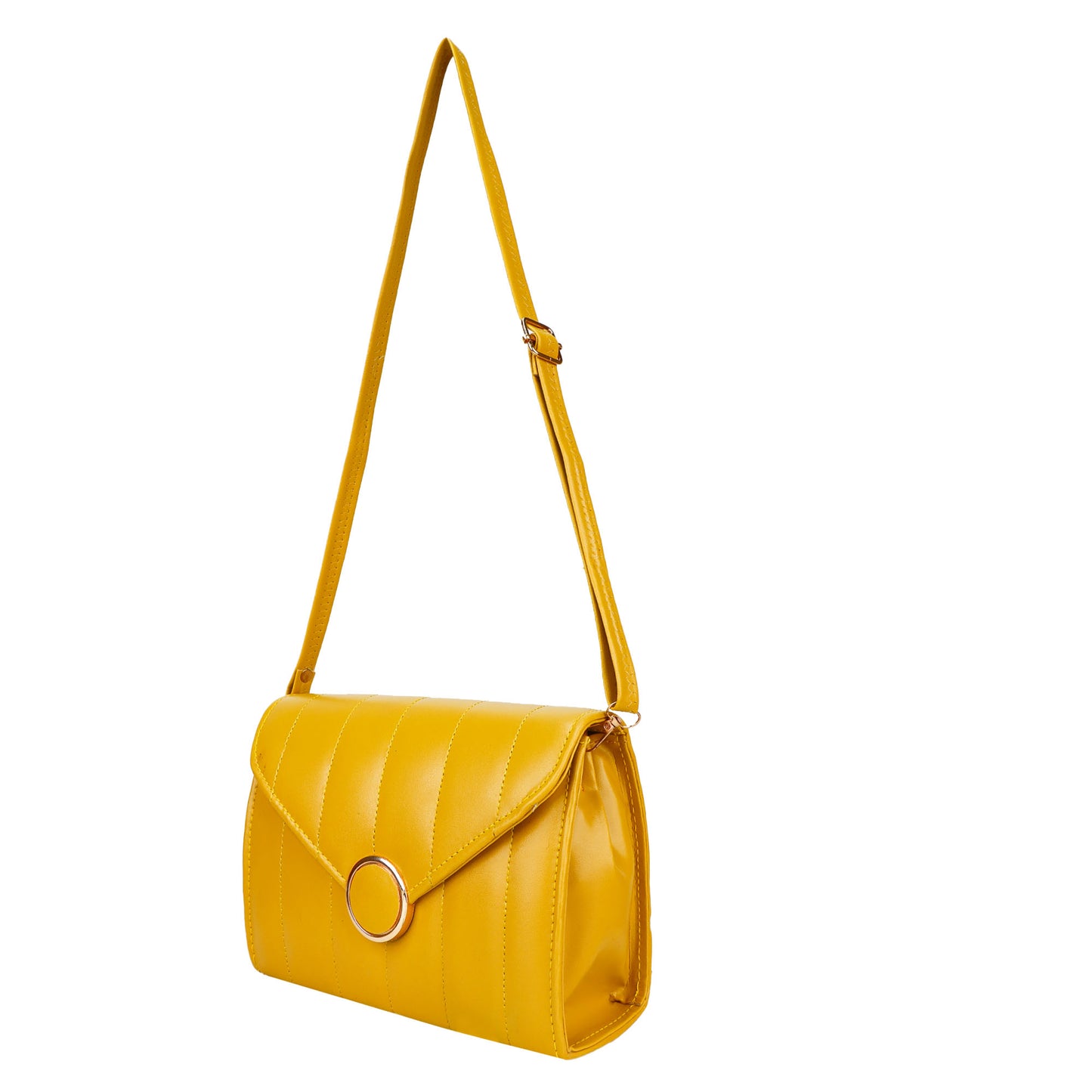 Ms. Puffy Vegan Leather quilted Sling Bag - Yellow