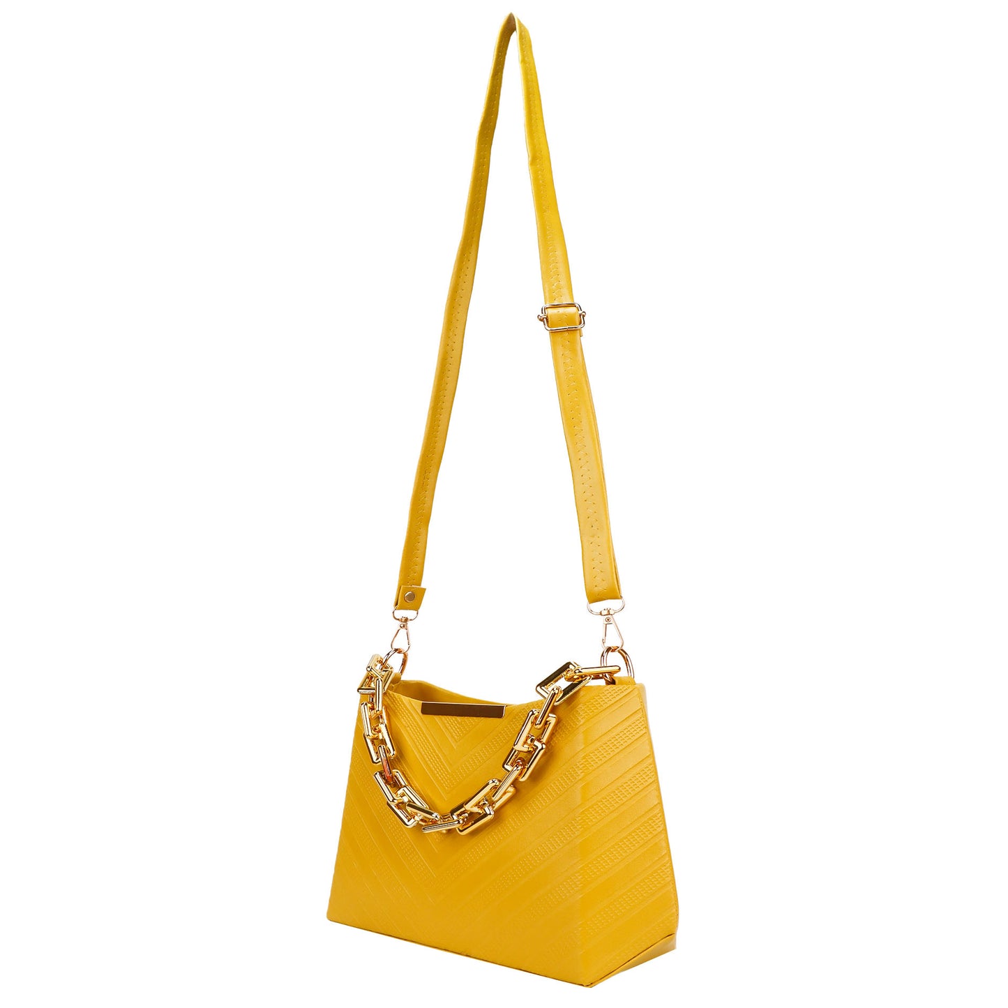 Ms. Classy Printed Vegan Leather Sling Bag - Yellow