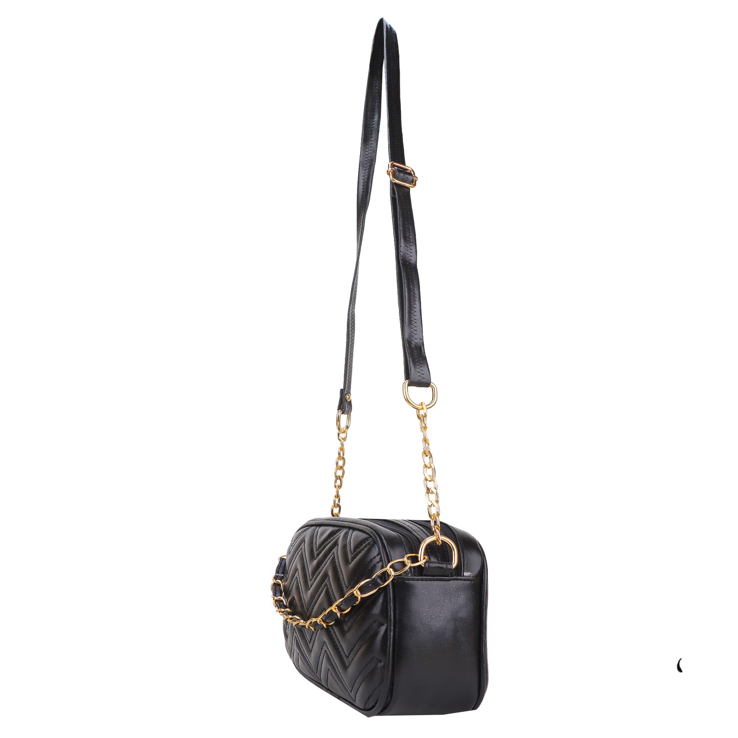 Miss Malibu Vegan Leather Quilted Sling Bag - Black