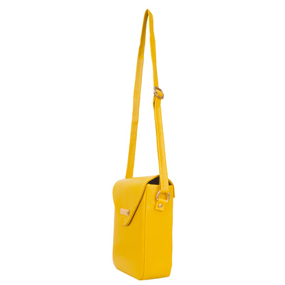 Miss Elona Vegan Leather Vertical Box Sling Messenger Bag - Yellow