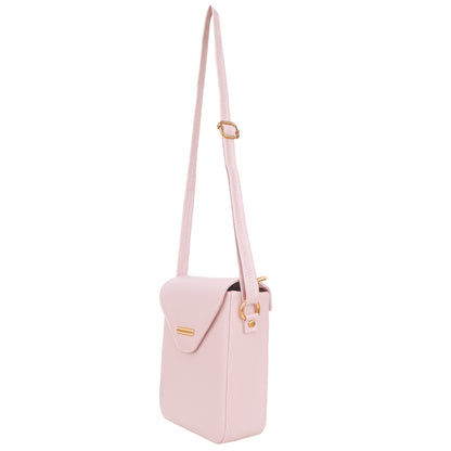 Miss Elona Vegan Leather Vertical Box Sling Messenger Bag - Pink